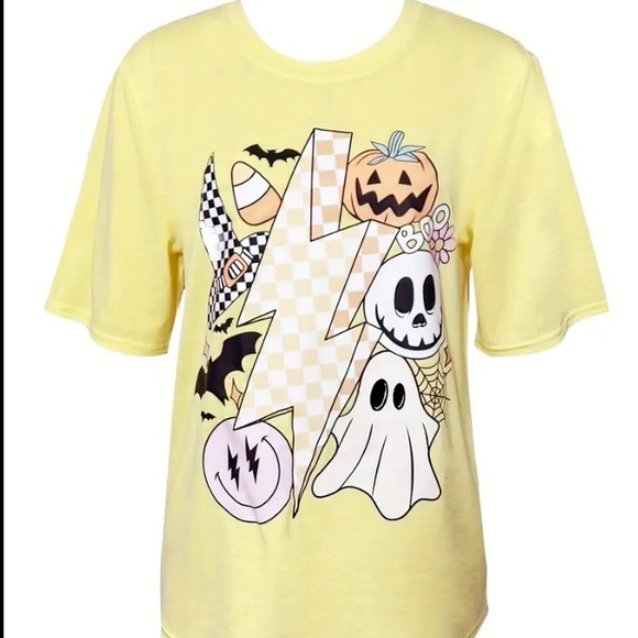 Retro and Vintage Inspired Halloween Yellow Graphic Print Shirt - Picture 3 of 8